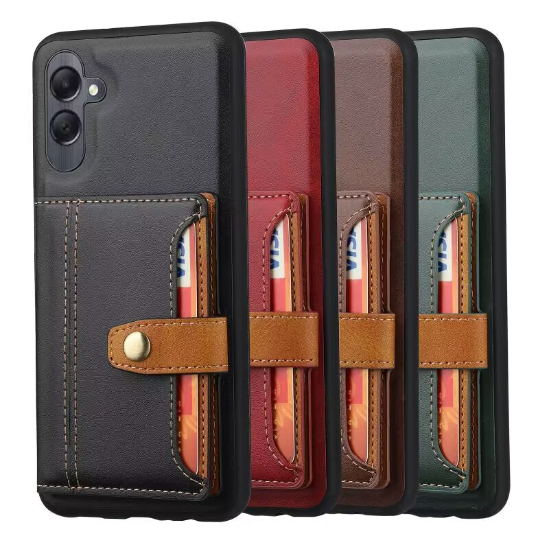 Buckle Retro Leather Galaxy A05 Case Stand Multi-card Slots