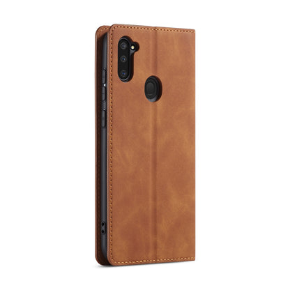 Illusion Slim Retro Leather Galaxy A11 Case Magnetic