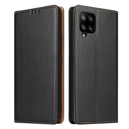 PU Leather Galaxy A12 Case Wallet Stand Texture Deluxe