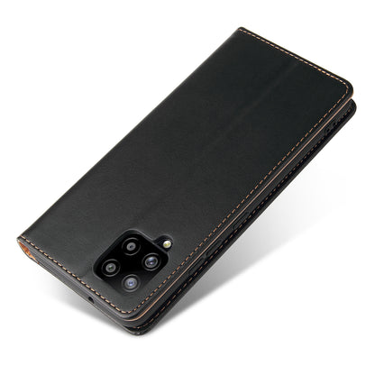 PU Leather Galaxy A12 Case Wallet Stand Texture Deluxe