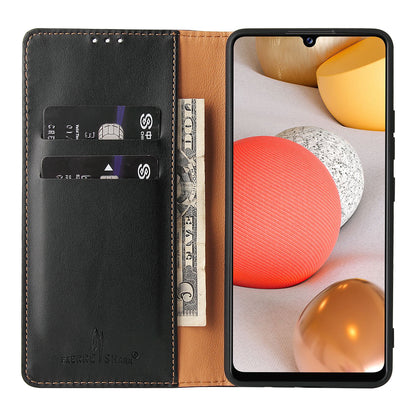 PU Leather Galaxy A12 Case Wallet Stand Texture Deluxe