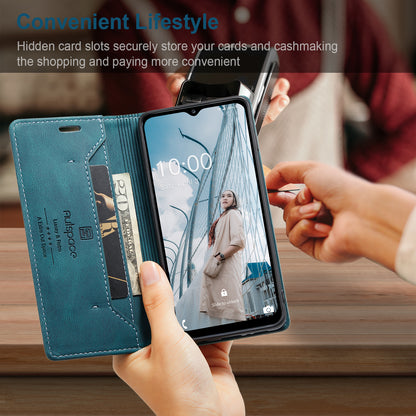 Luxury Retro Leather Galaxy A12 Case Magnetic Buckle RFID