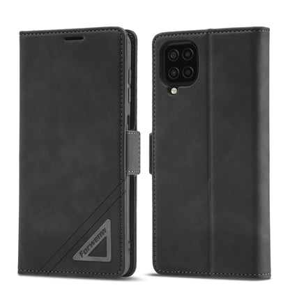 Silver Blocking Short Buckle Galaxy A12 Case Leather Retro