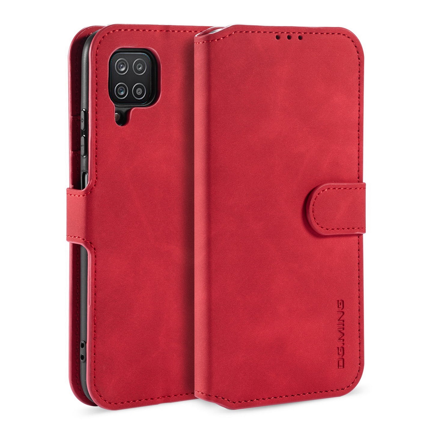 Retro Leather Edge Galaxy A12 Case with Hand Strap