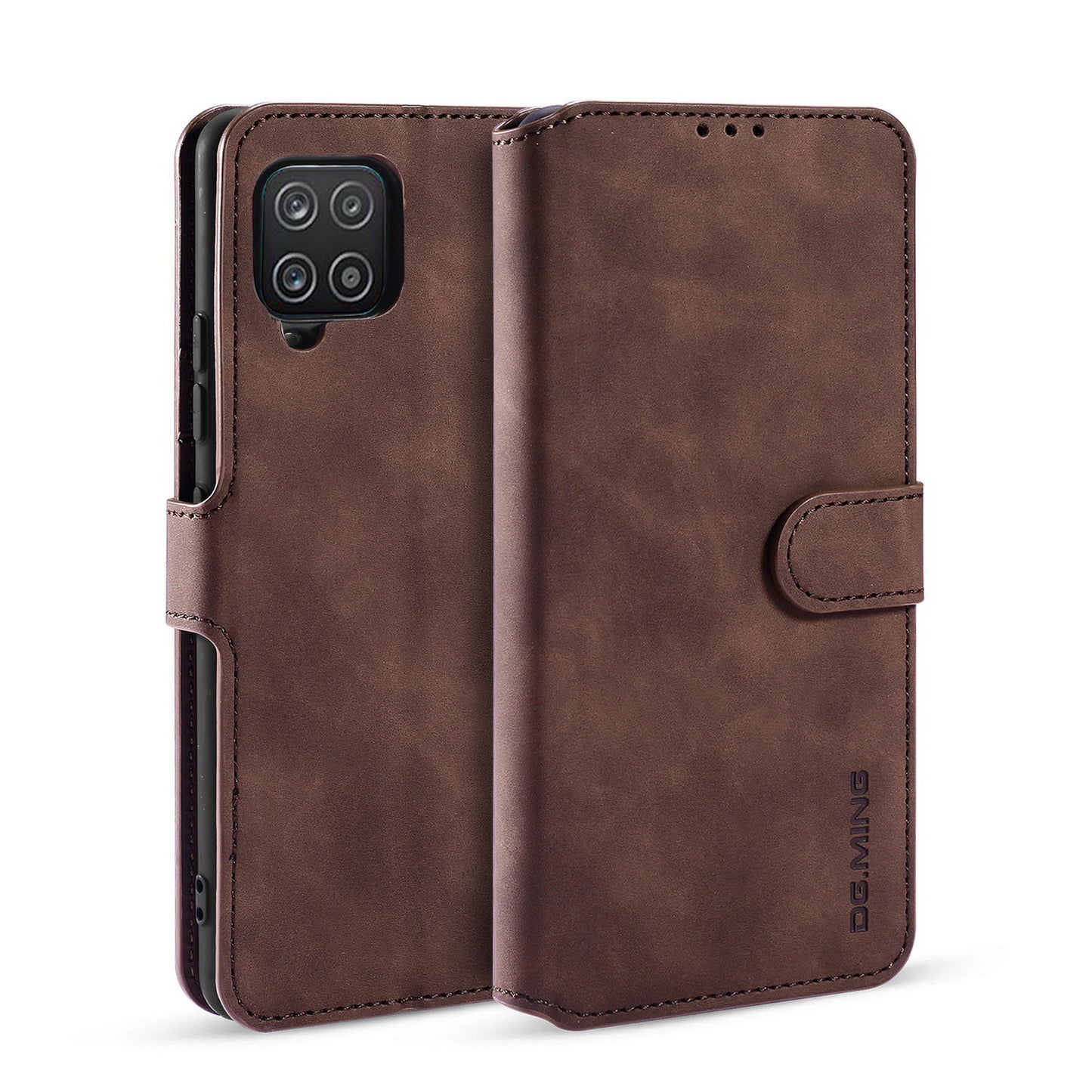 Retro Leather Edge Galaxy A12 Case with Hand Strap