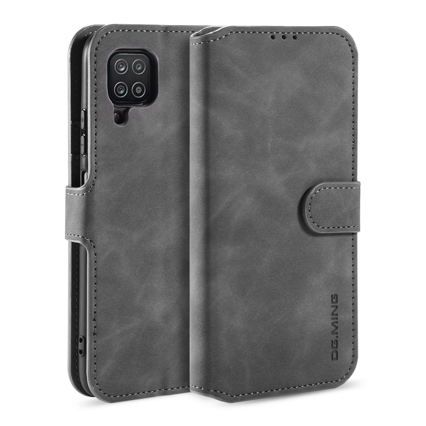 Retro Leather Edge Galaxy A12 Case with Hand Strap