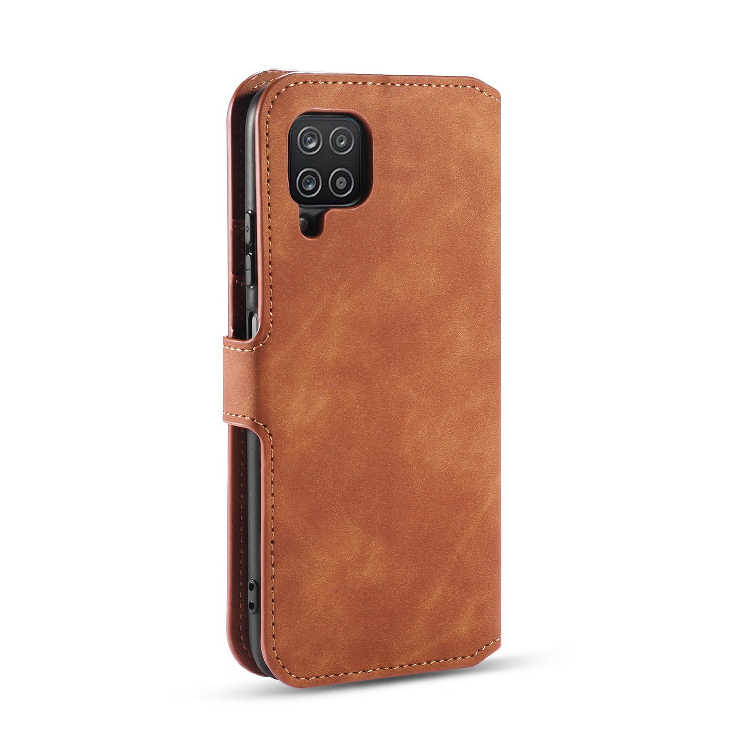 Retro Leather Edge Galaxy A12 Case with Hand Strap