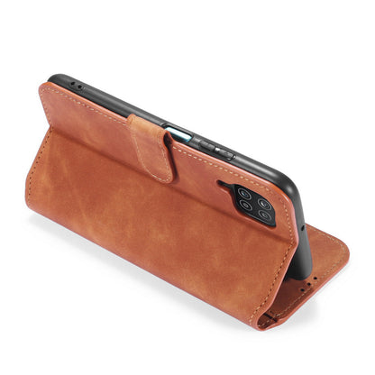 Retro Leather Edge Galaxy A12 Case with Hand Strap