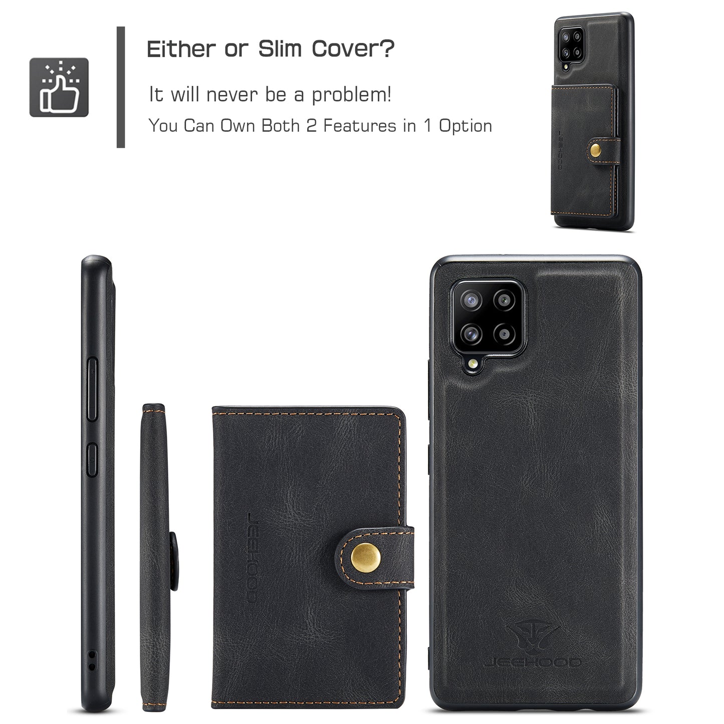 Magnetic Detachable Card Holder Galaxy A12 Case Leather Flip