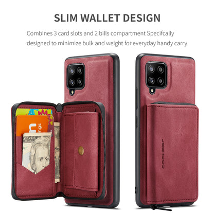 Magnetic Removable Zipper Wallet Galaxy A12 Case Leather Back