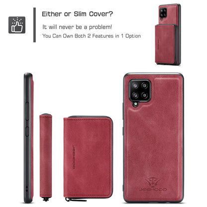 Magnetic Removable Zipper Wallet Galaxy A12 Case Leather Back