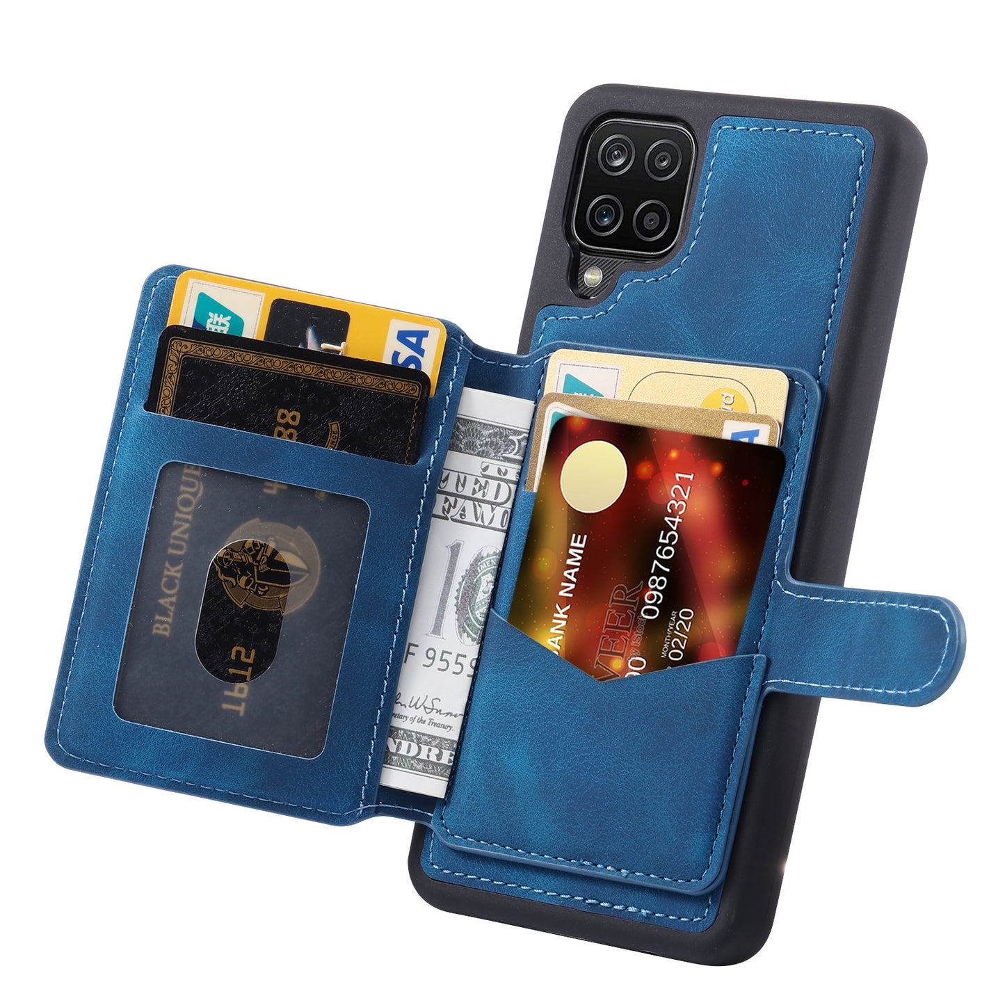 Fantasy Card Slots Buckle Galaxy A12 Case Leather Anti-theft