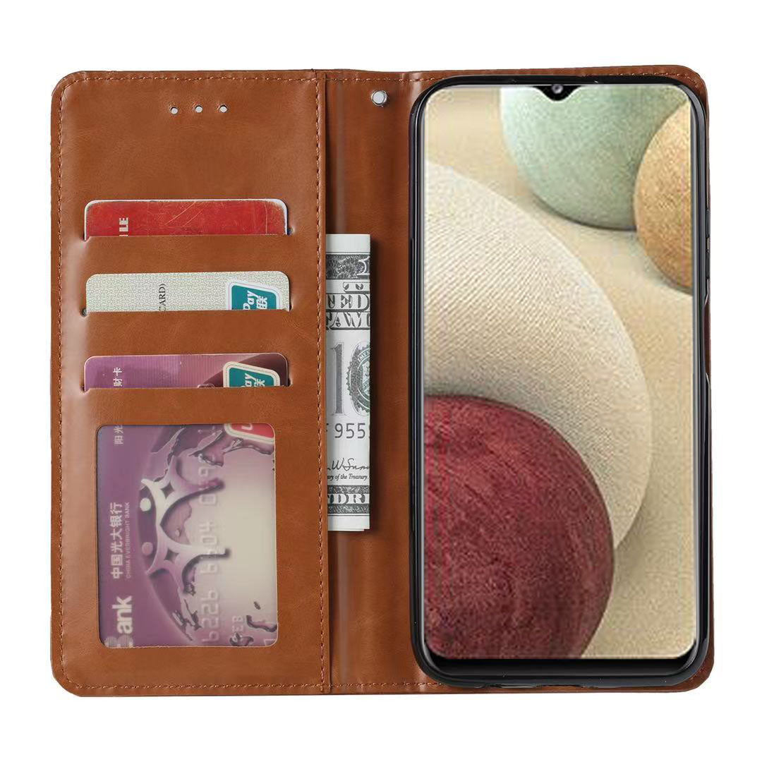 Classical Knead Leather Galaxy A12 Case with Notes Pocket