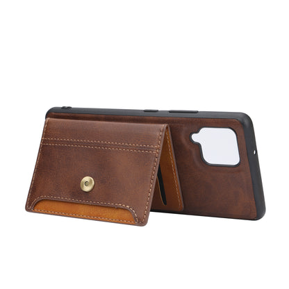 Buckle Retro Leather Galaxy A12 Case Stand Multi-card Slots