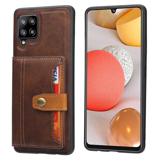 Buckle Retro Leather Galaxy A12 Case Stand Multi-card Slots