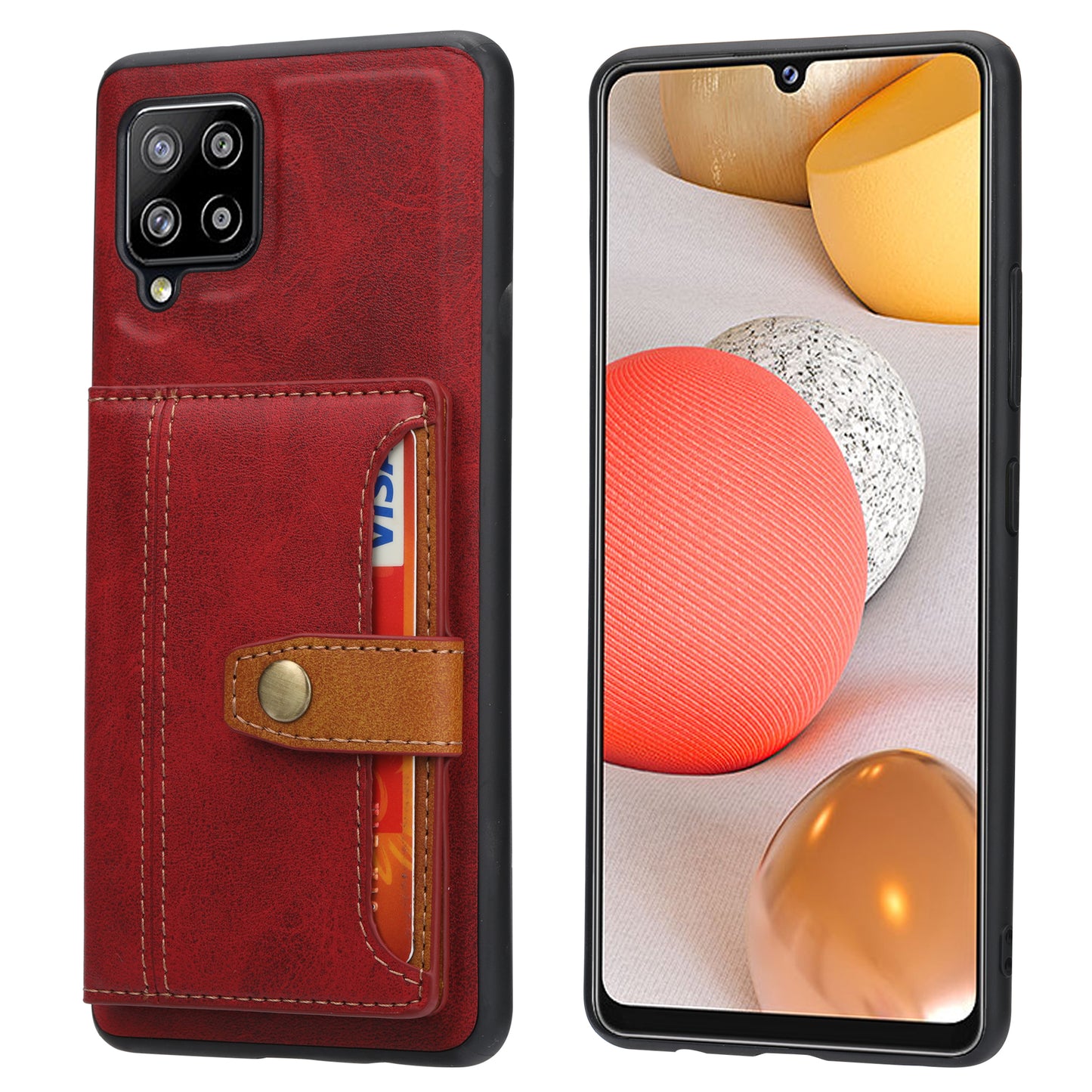 Buckle Retro Leather Galaxy A12 Case Stand Multi-card Slots