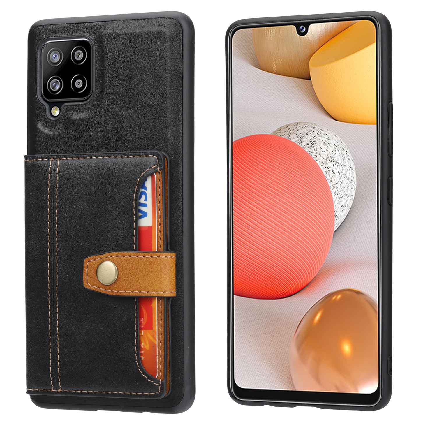 Buckle Retro Leather Galaxy A12 Case Stand Multi-card Slots