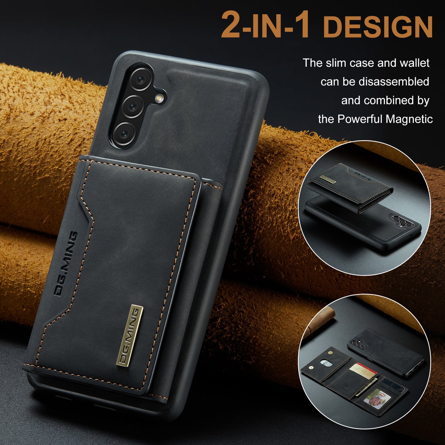 Retro Detachable Fold Card Holder Galaxy A13 Case Magnetic Clip