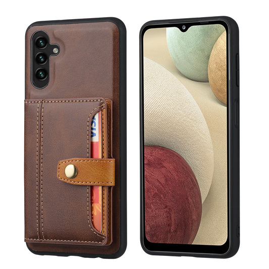 Buckle Retro Leather Galaxy A13 Case Stand Multi-card Slots