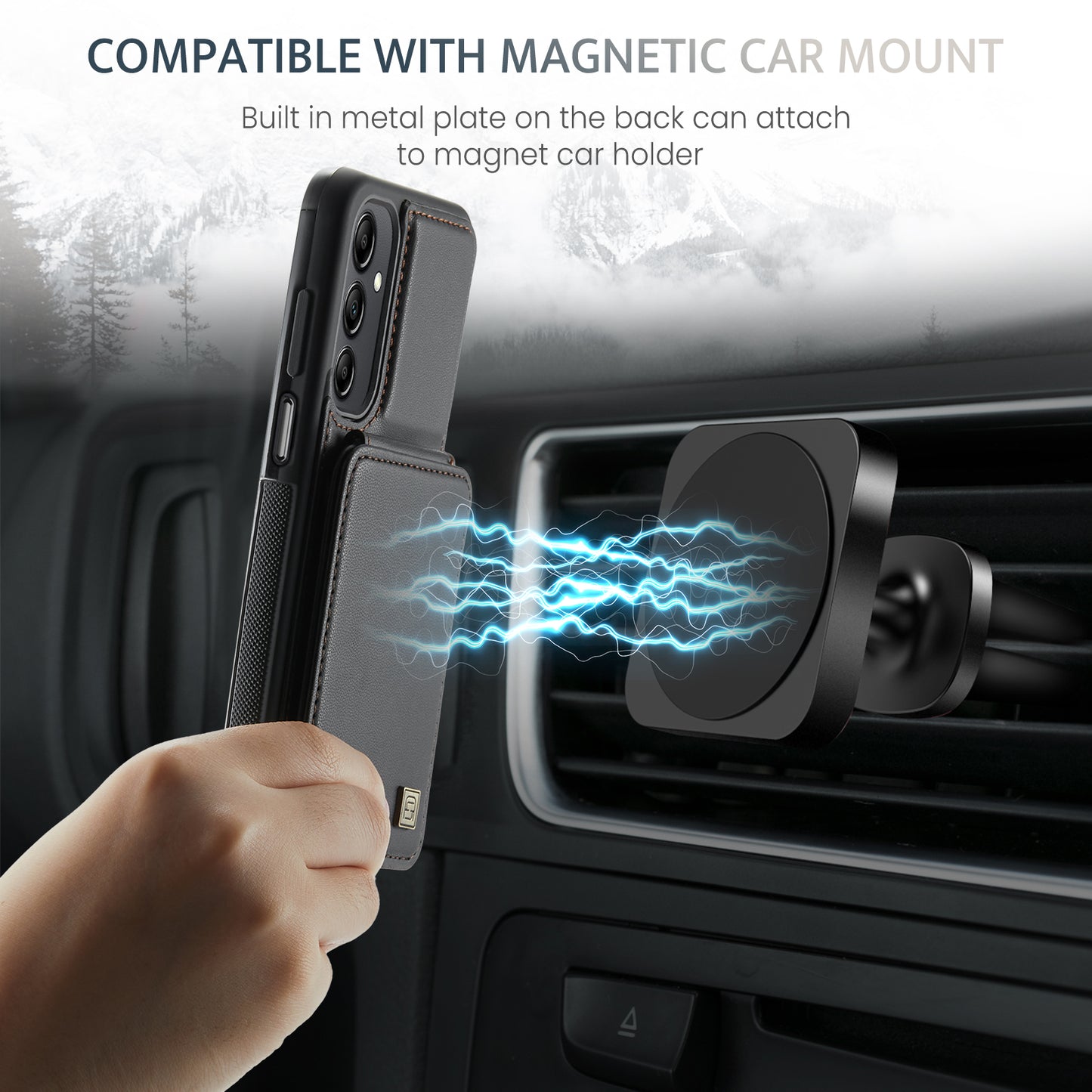 Multiple Card Slots Galaxy A14 Case Magnetic Car Mount