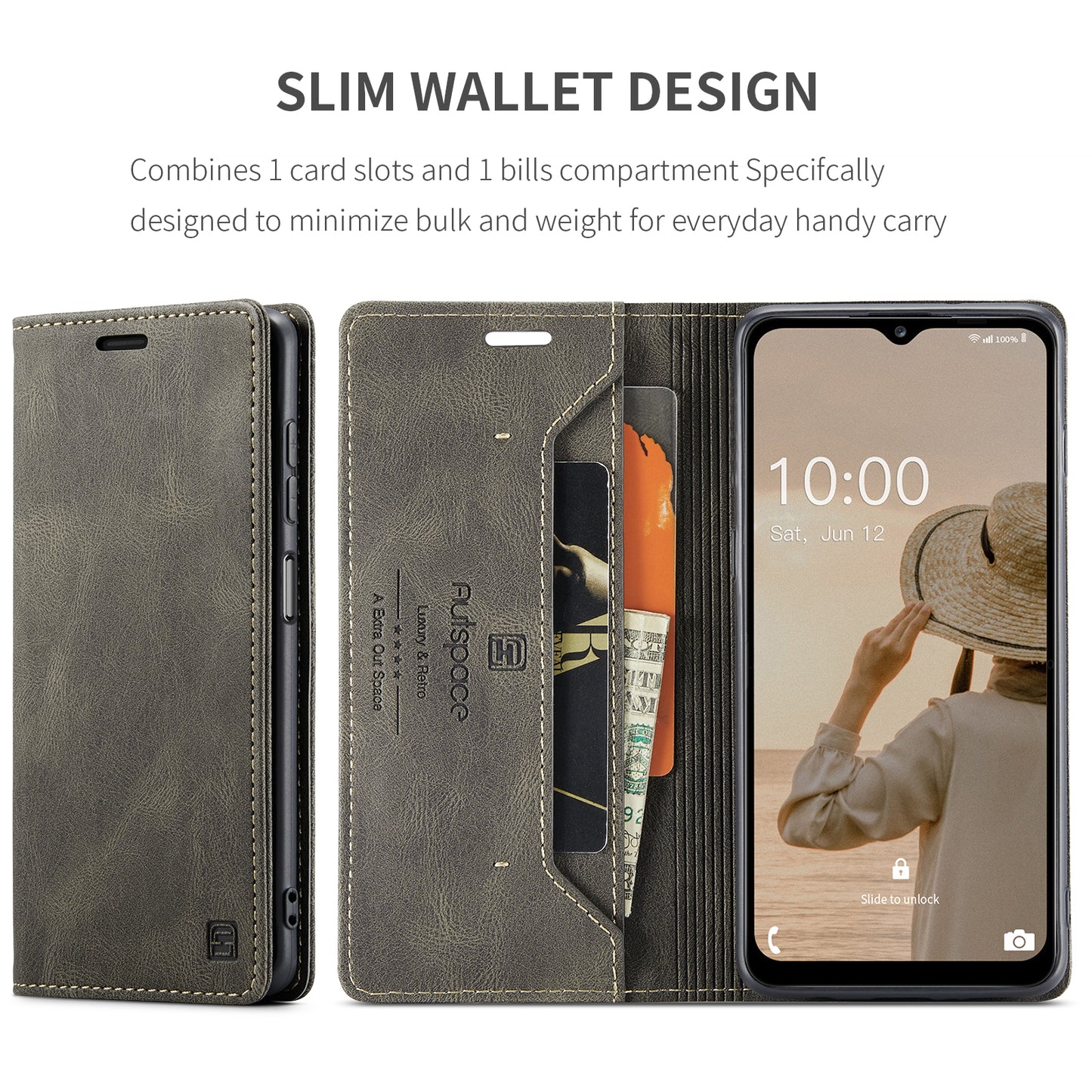 Luxury Retro Leather Galaxy A14 Case Magnetic Buckle RFID