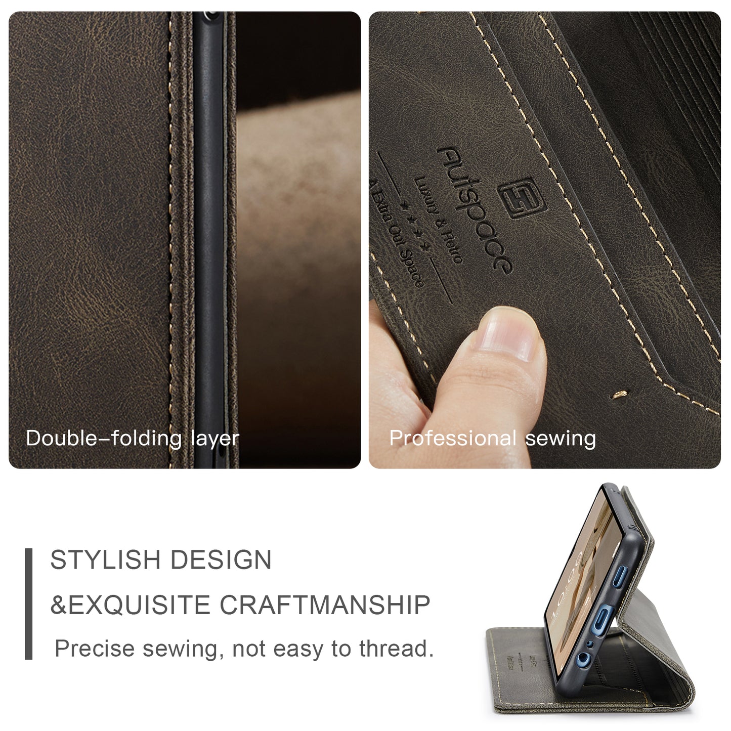 Luxury Retro Leather Galaxy A14 Case Magnetic Buckle RFID