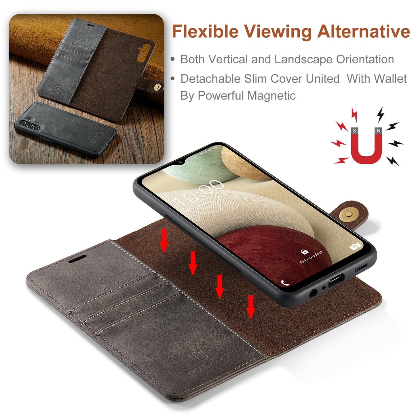 Wallet Detachable 2 In 1 Buckle Galaxy A14 Case Magnetic