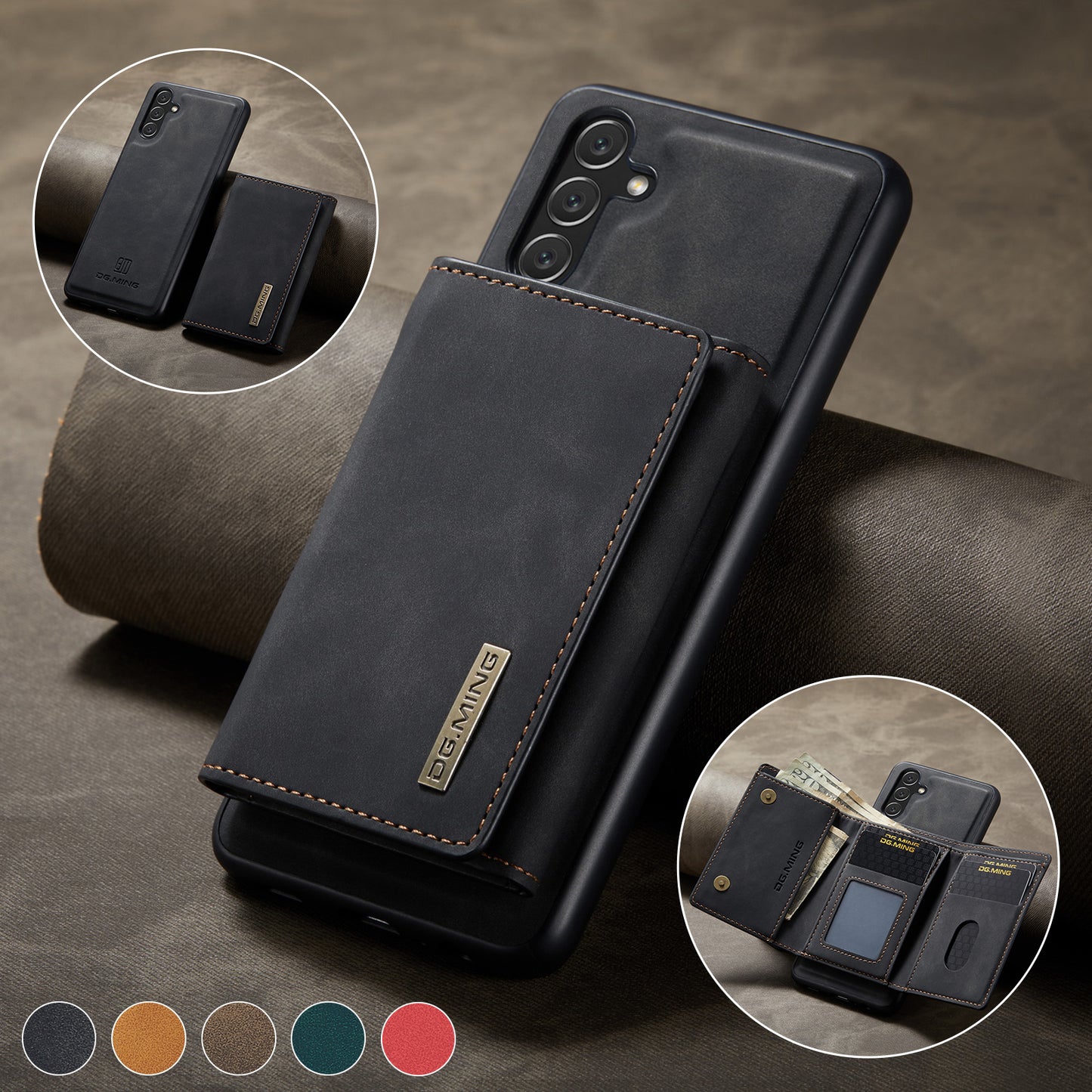 Retro Detachable Fold Wallet Galaxy A14 Case Magnetic Clip