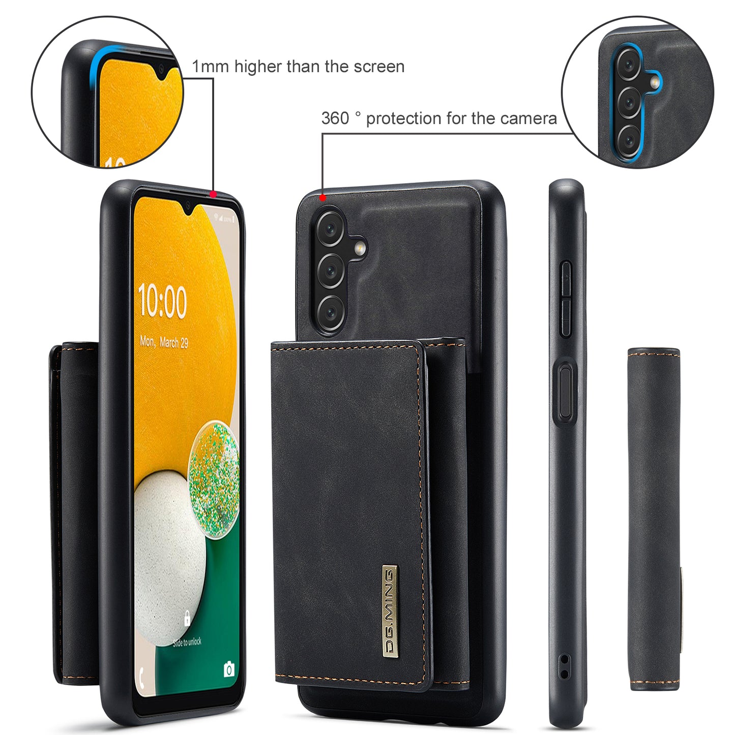 Retro Detachable Fold Wallet Galaxy A14 Case Magnetic Clip