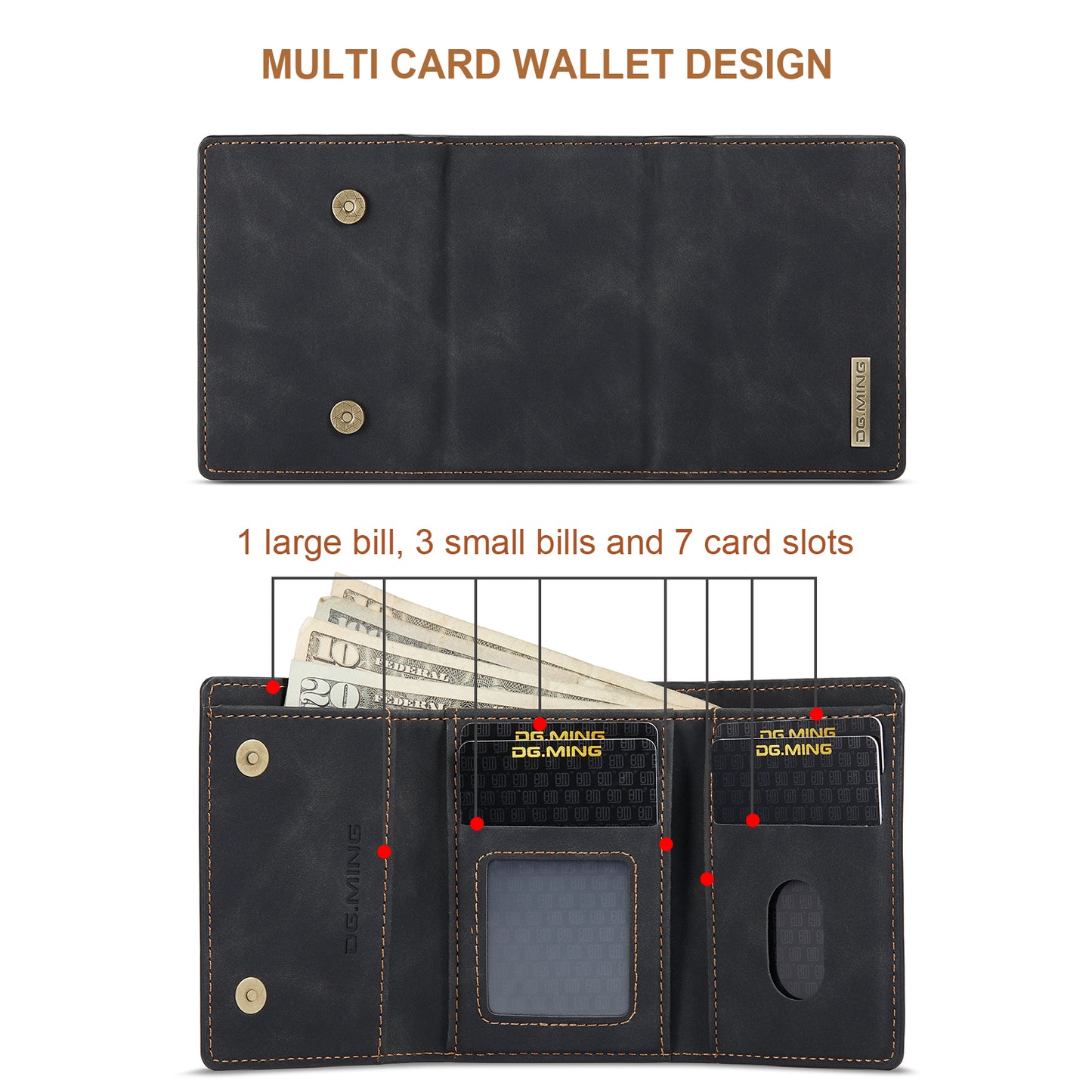 Retro Detachable Fold Wallet Galaxy A14 Case Magnetic Clip