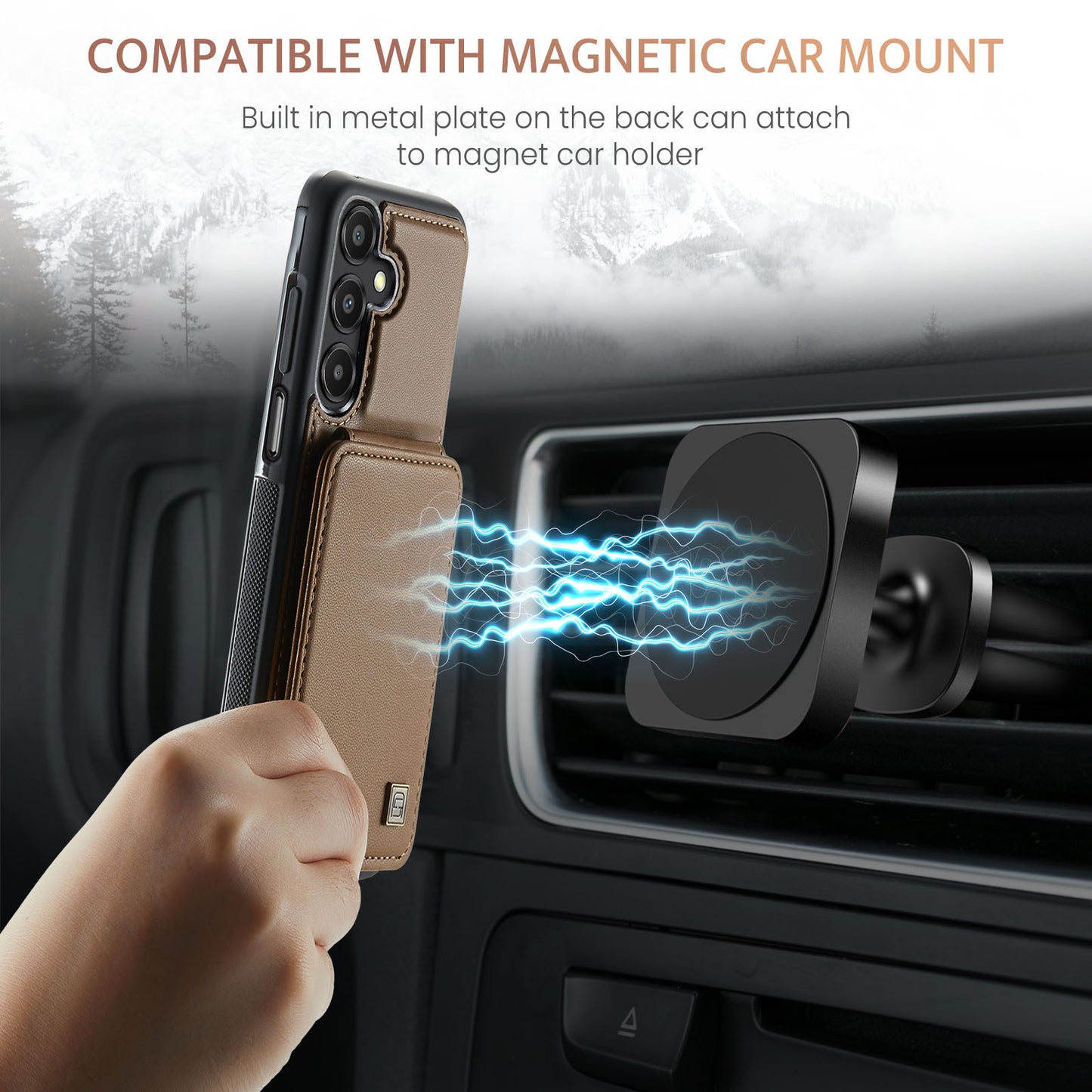 Multiple Card Slots Galaxy A15 Case Magnetic Car Mount