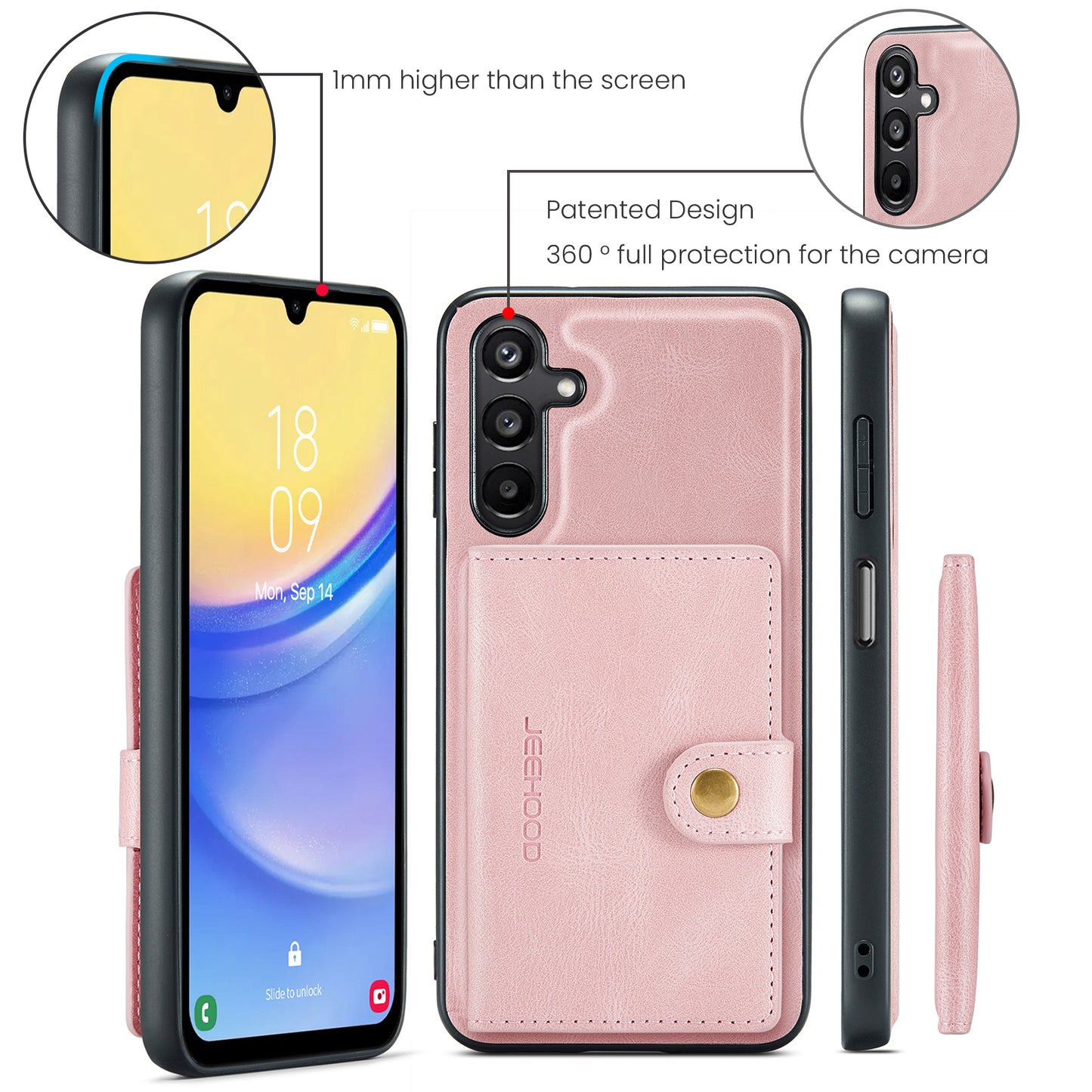 Magnetic Detachable Card Holder Galaxy A15 Case Leather Flip