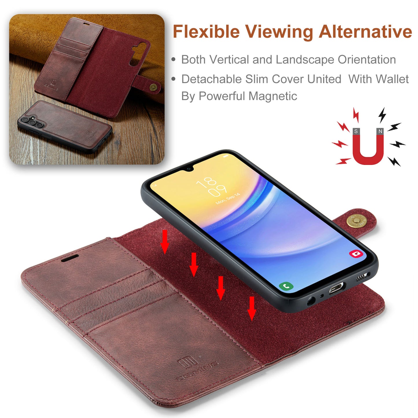 Wallet Detachable 2 In 1 Buckle Galaxy A15 Case Magnetic