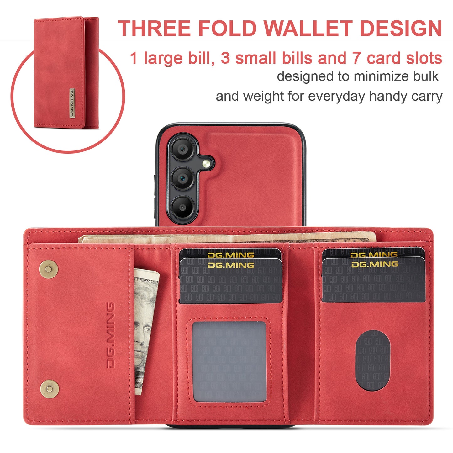 Retro Detachable Fold Wallet Galaxy A15 Case Magnetic Clip