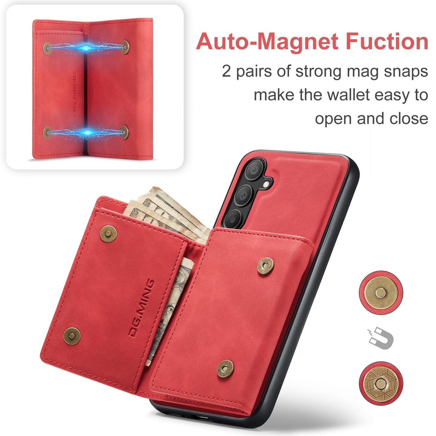 Retro Detachable Fold Wallet Galaxy A15 Case Magnetic Clip