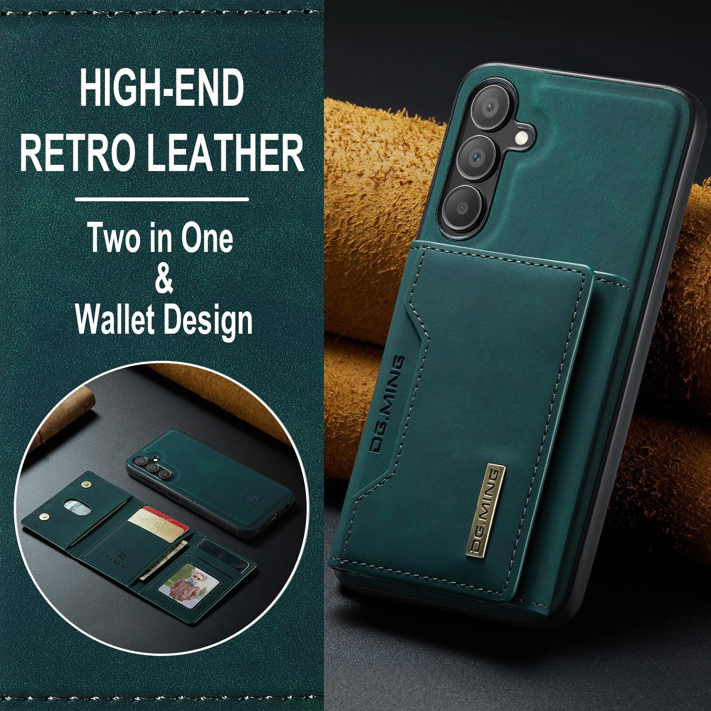 Retro Detachable Fold Card Holder Galaxy A15 Case Magnetic Clip