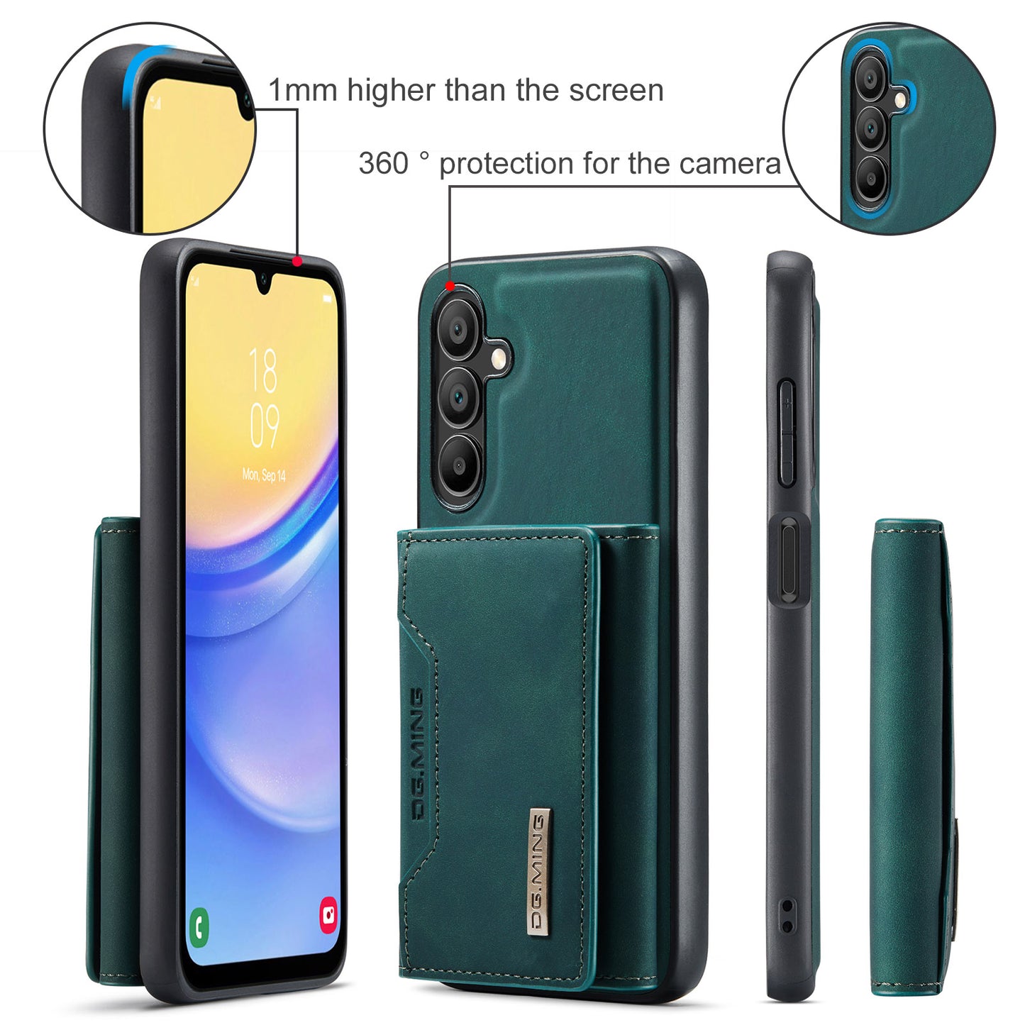 Retro Detachable Fold Card Holder Galaxy A15 Case Magnetic Clip