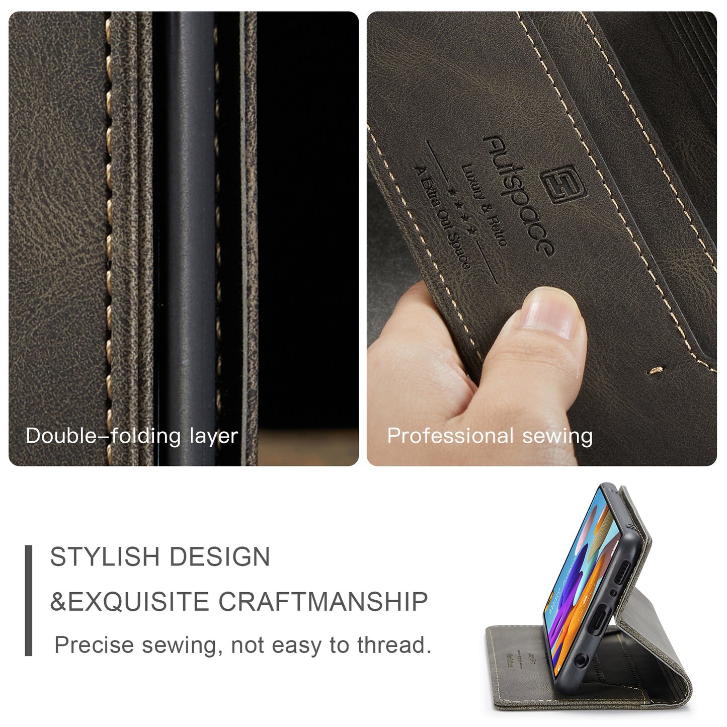 Luxury Retro Leather Galaxy A21s Case Magnetic Buckle RFID