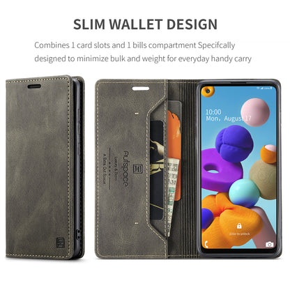 Luxury Retro Leather Galaxy A21s Case Magnetic Buckle RFID