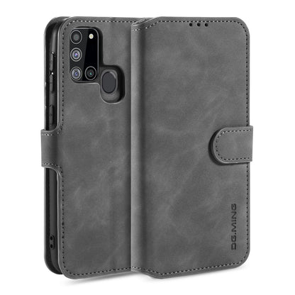 Retro Leather Edge Galaxy A21s Case with Hand Strap