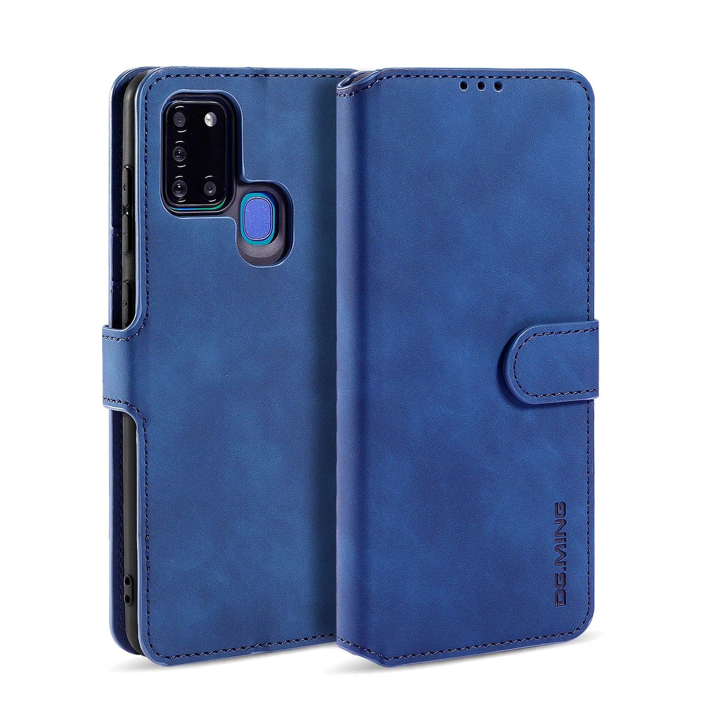 Retro Leather Edge Galaxy A21s Case with Hand Strap