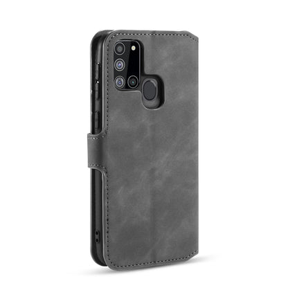 Retro Leather Edge Galaxy A21s Case with Hand Strap