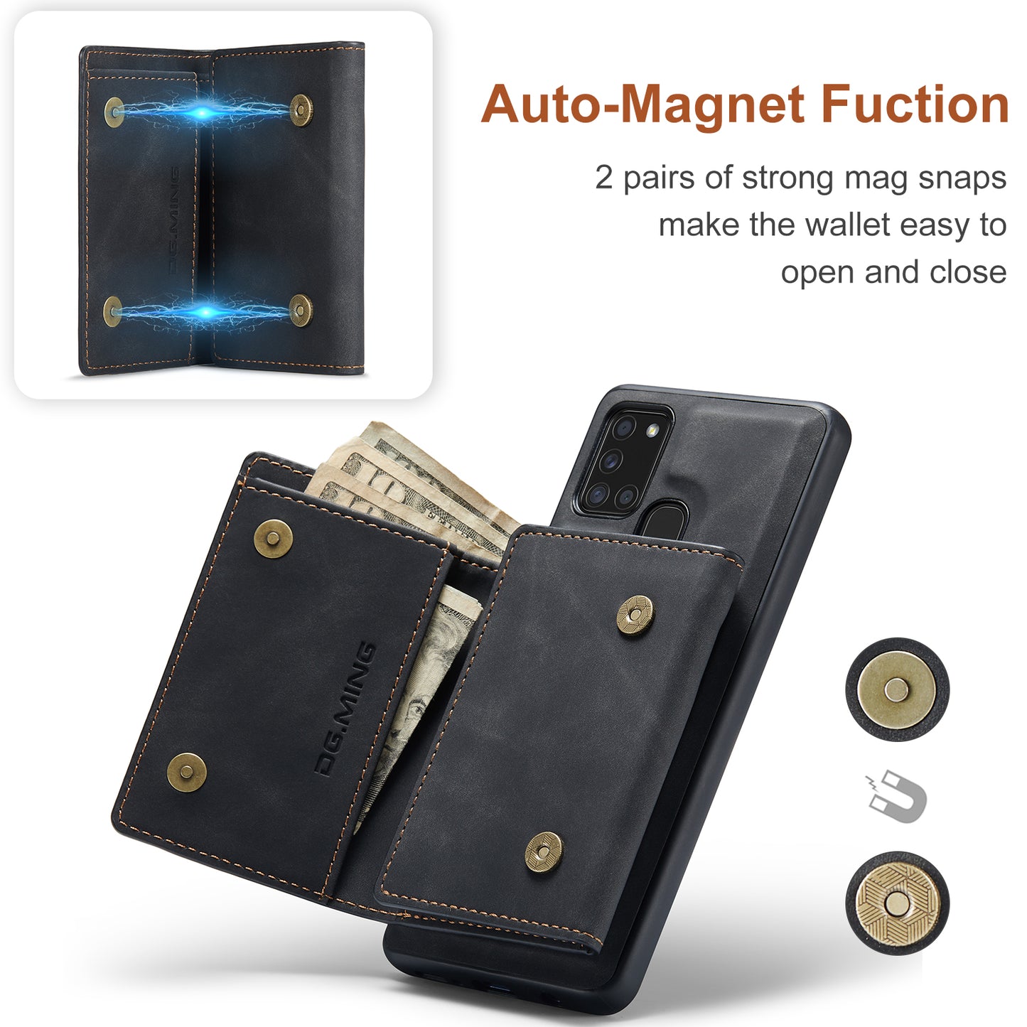 Retro Detachable Fold Wallet Galaxy A21s Case Magnetic Clip