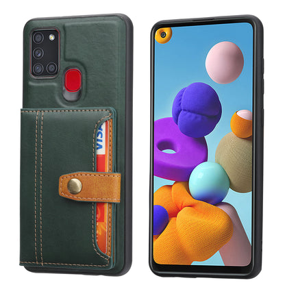 Buckle Retro Leather Galaxy A21s Case Stand Multi-card Slots