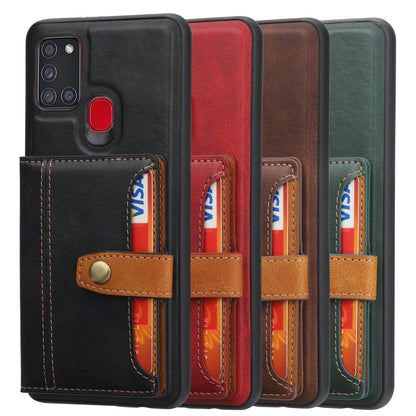 Buckle Retro Leather Galaxy A21s Case Stand Multi-card Slots