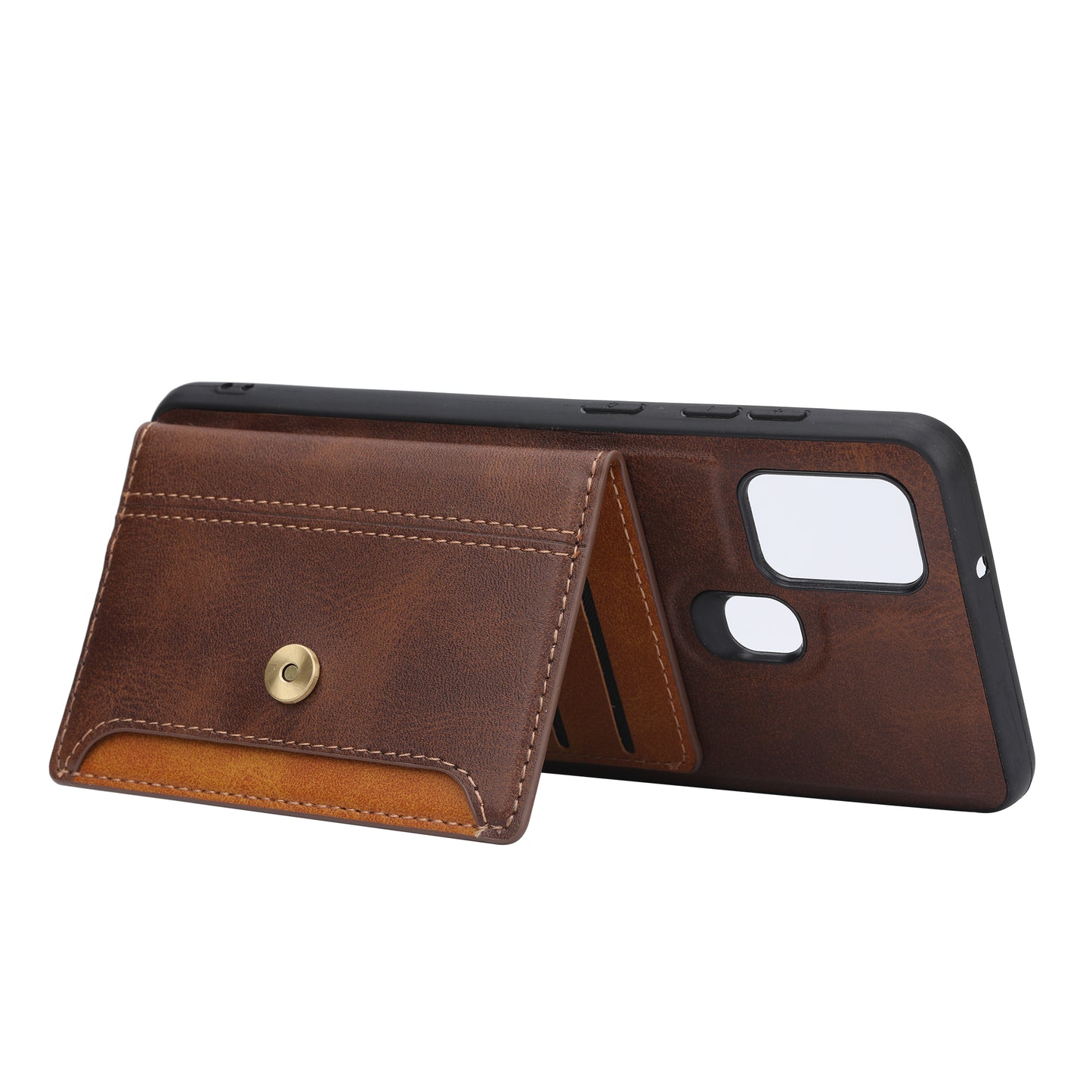 Buckle Retro Leather Galaxy A21s Case Stand Multi-card Slots