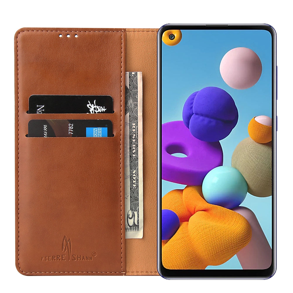 PU Leather Galaxy A21s Case Wallet Stand Texture Deluxe