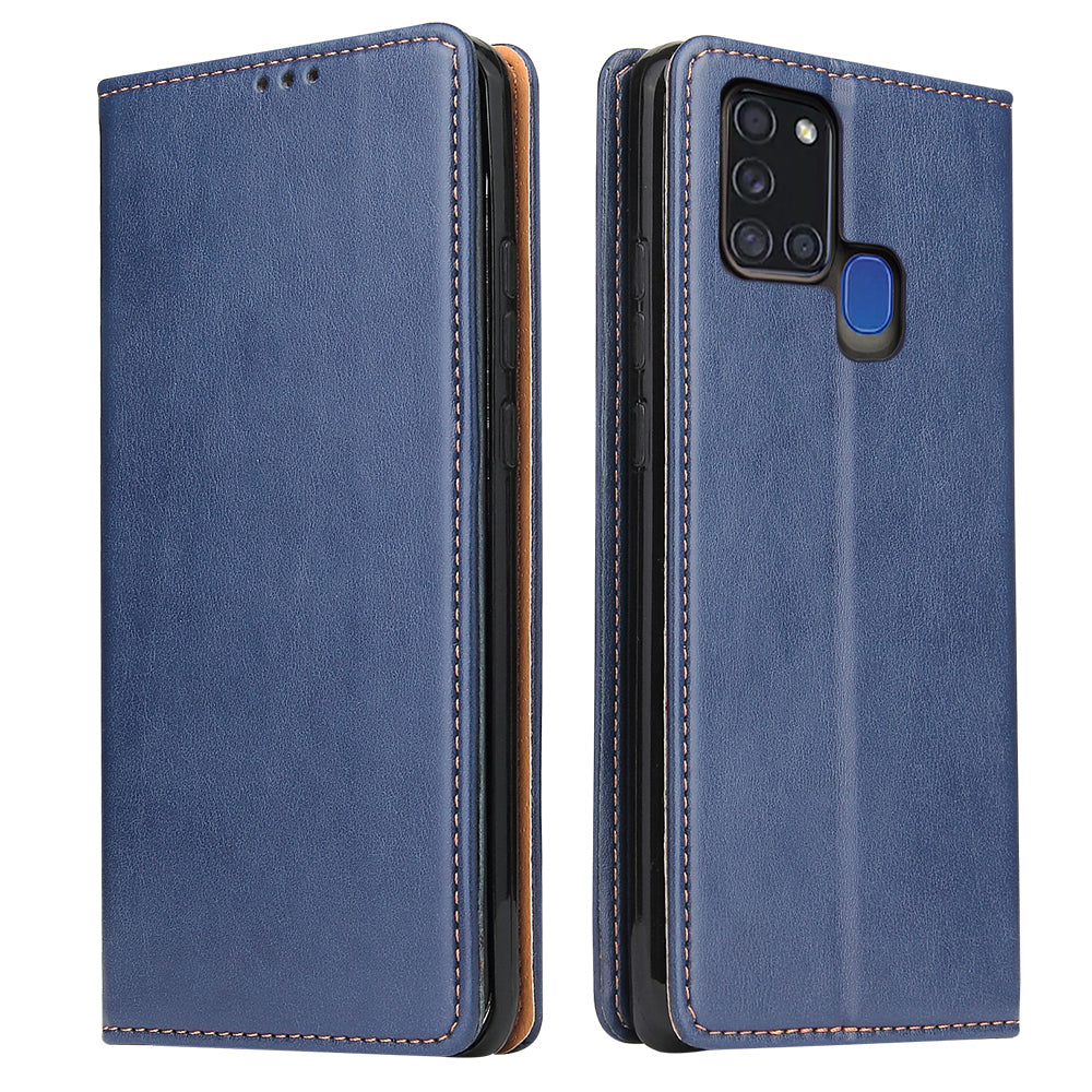 PU Leather Galaxy A21s Case Wallet Stand Texture Deluxe