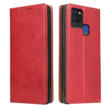 PU Leather Galaxy A21s Case Wallet Stand Texture Deluxe