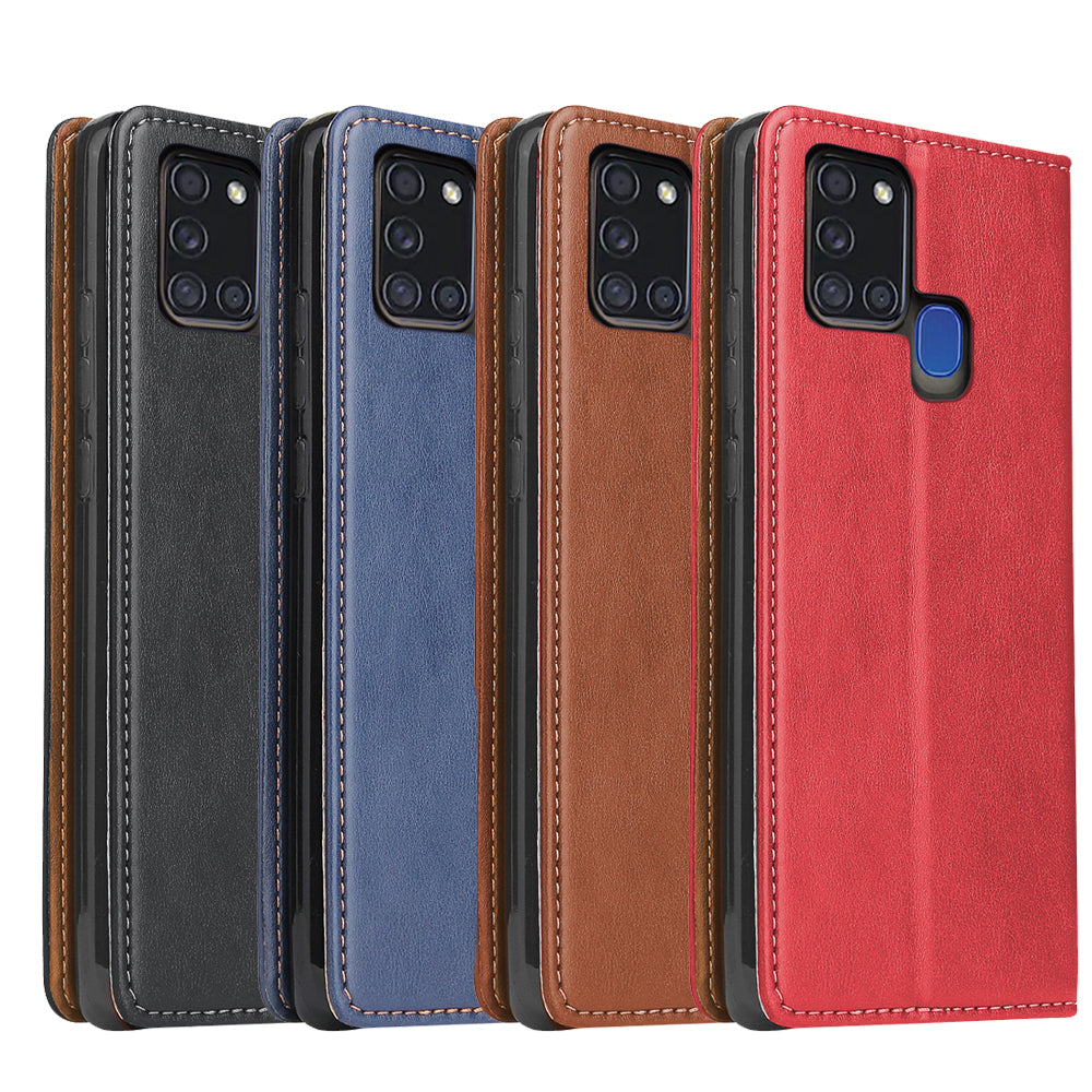 PU Leather Galaxy A21s Case Wallet Stand Texture Deluxe